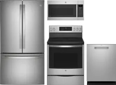 4 Piece Package Includes Refrigerator, Range, Microwave And Dishwasher